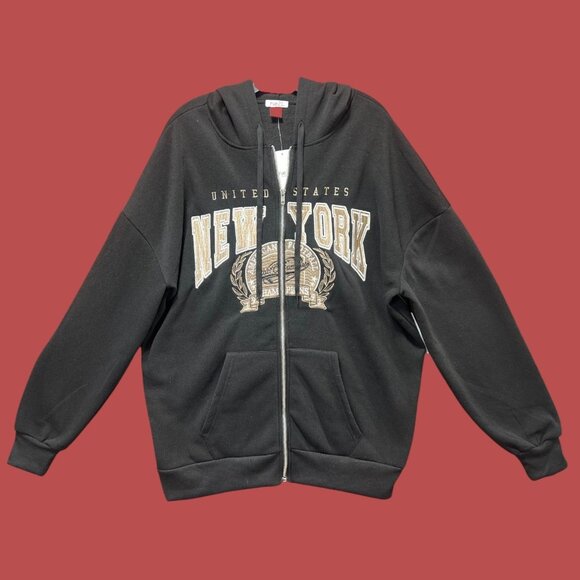 Rue 21 - Men's Long Sleeve Hooded Sweatshirt - Black - Large - Picture 1 of 13